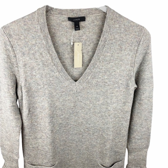 NWT J Crew Wool Alpaca V-neck Pocket Tunic Preppy Academia Sweater XXS - Picture 3 of 8